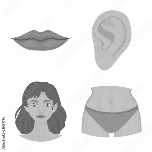 Vector design of body and part sign. Collection of body and anatomy vector icon for stock.