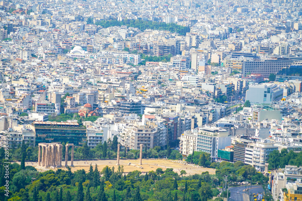 Urban Athens view from top Mount Lycabettus