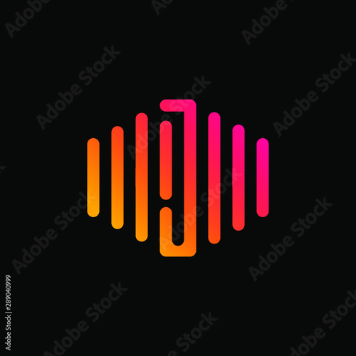letter J abstract for information technology and digital. minimalist sound music equalizer icon. audio logotype Unique and simple element. -vector