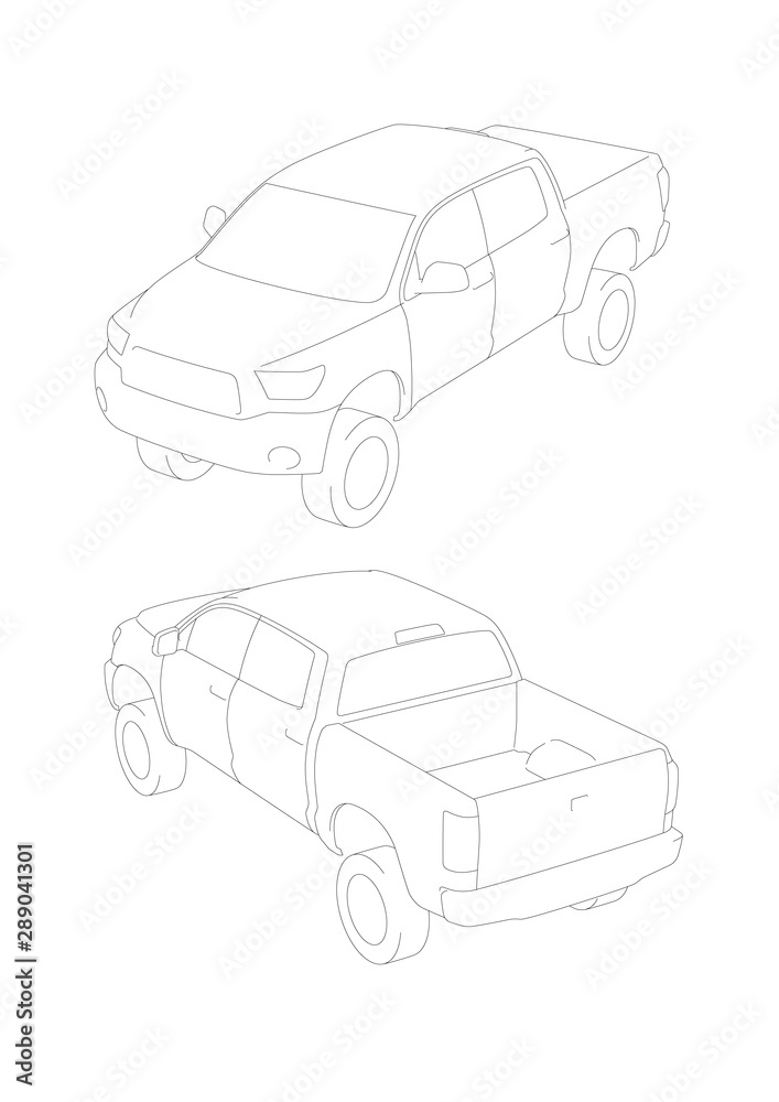 40 ピックアップトラック 02 外観 テクニカルイラスト Stock Vector Adobe Stock