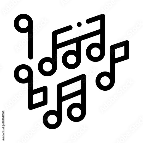 Melody Music Mono And Treble Notes Vector Icon Thin Line. Microphone And Dynamic, Concert And Theater, Opera And Karaoke Music Concept Linear Pictogram. Black And White Contour Illustration