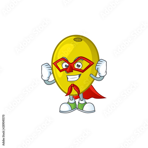 Super hero olive cartoon character on white background
