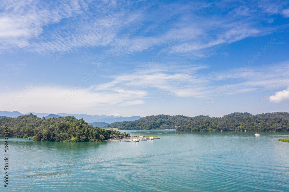 aerial view of famous Sun Moon Lake landscape aerial view of famous Sun Moon Lake landscape