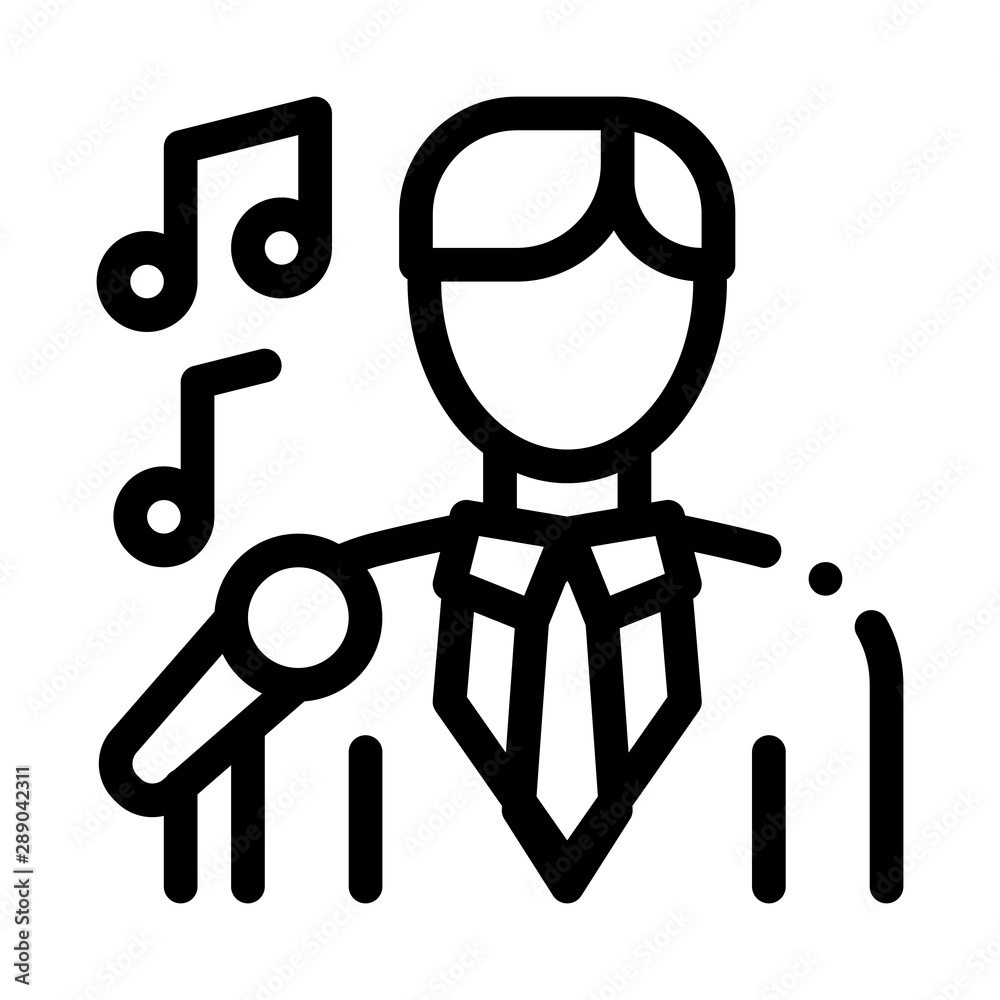 Man In Suit With Microphone Singing Recital Vector Icon Thin Line. Microphone And Dynamic, Concert And Theater, Opera And Karaoke Concept Linear Pictogram. Black And White Contour Illustration Man In Suit With Microphone Singing Recital Vector Icon Thin Line. Microphone And Dynamic, Concert And Theater, Opera And Karaoke Concept Linear Pictogram. Black And White Contour Illustration
