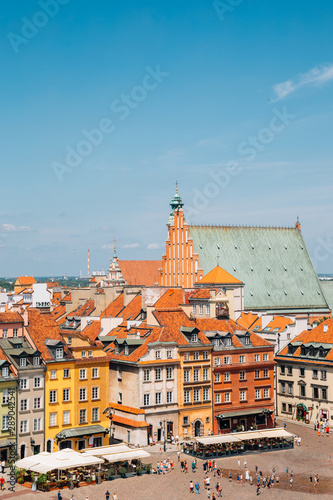 Warsaw cathedral and Castle square at old town in Warsaw, Poland