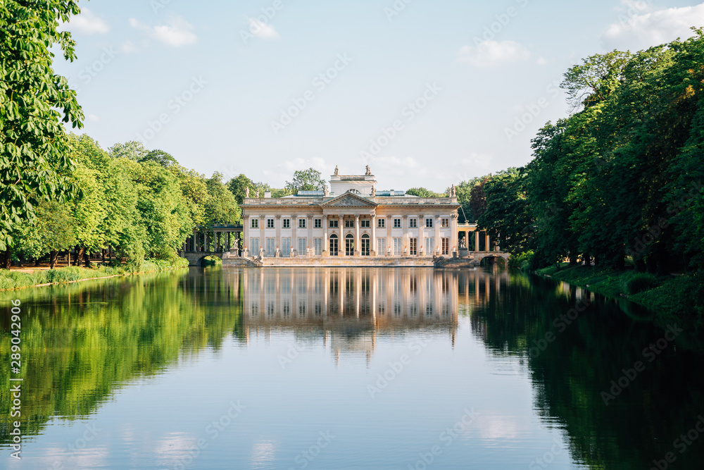 Lazienki palace on the Water at Lazienki park in Warsaw, Poland