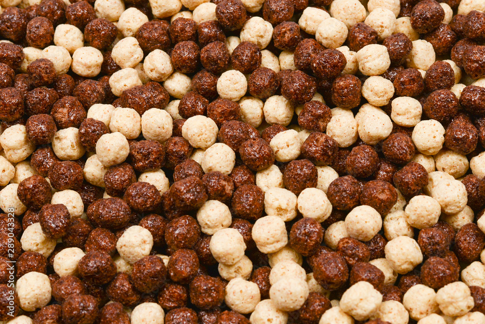 Chocolate corn flakes  as a background.