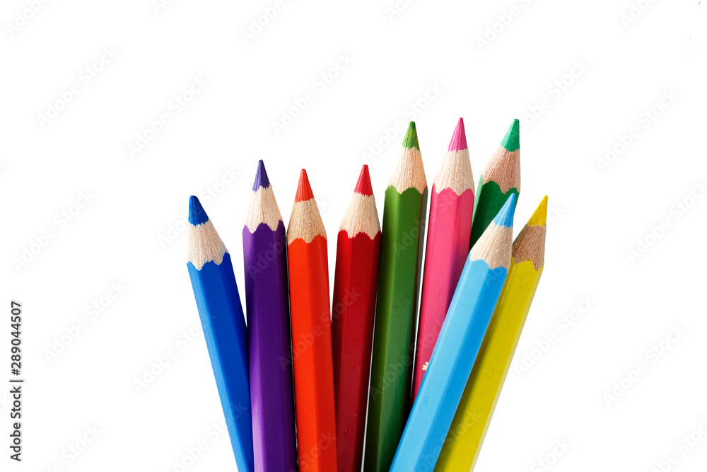 Coloring pencils, white background