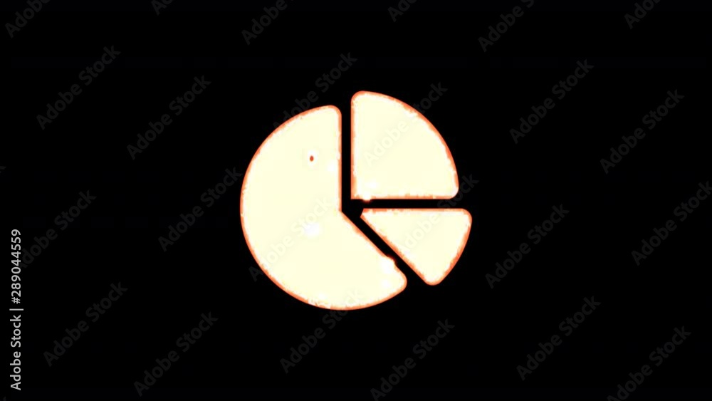 Symbol chart pie burns out of transparency, then burns again. Alpha channel Premultiplied - Matted with color black Symbol chart pie burns out of transparency, then burns again. Alpha channel Premultiplied - Matted with color black