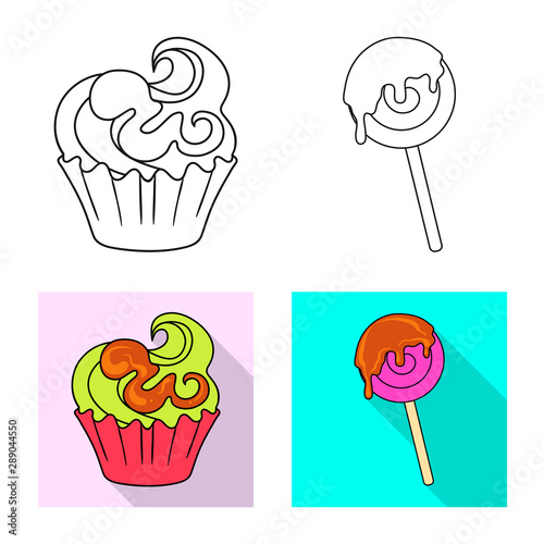 Vector illustration of confectionery and culinary sign. Set of confectionery and product vector icon for stock.