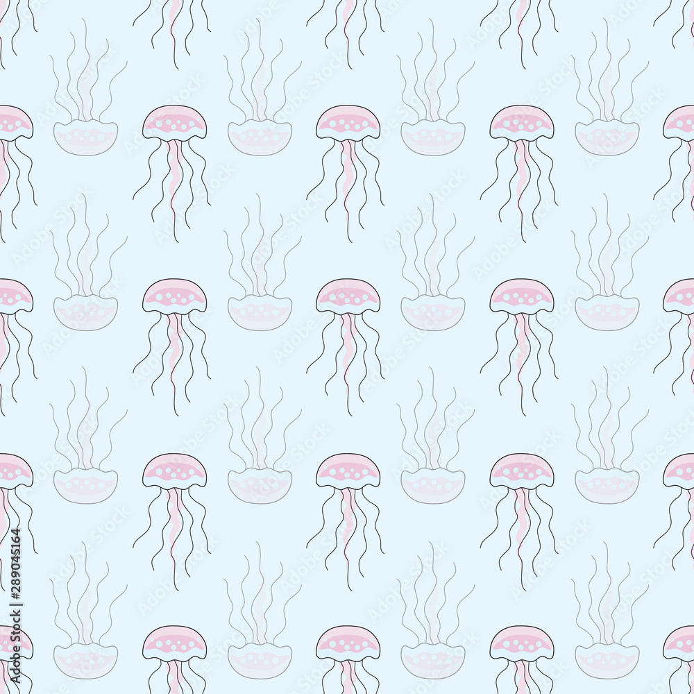 Seamless pattern with jellyfish illustration Seamless pattern with jellyfish illustration