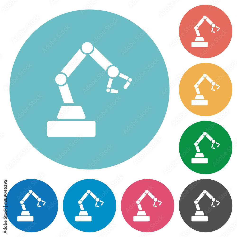 Robot arm flat round icons Robot arm flat round icons