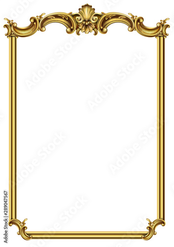 Gold classic frame of the rococo baroque
