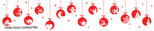 collection of hanging baubles with christmas icons