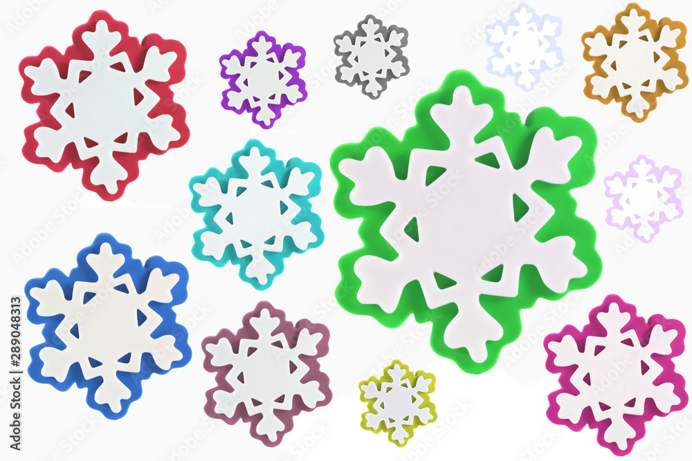 Isloated snowflake shapes on white background