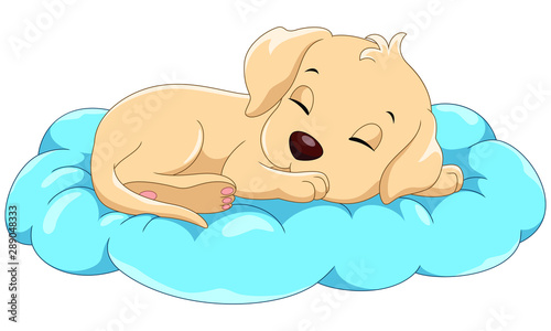 Vector illustrator of cute sleeping dog cartoon isolated on white background