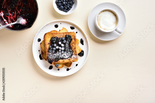French toasts with blueberry sauce