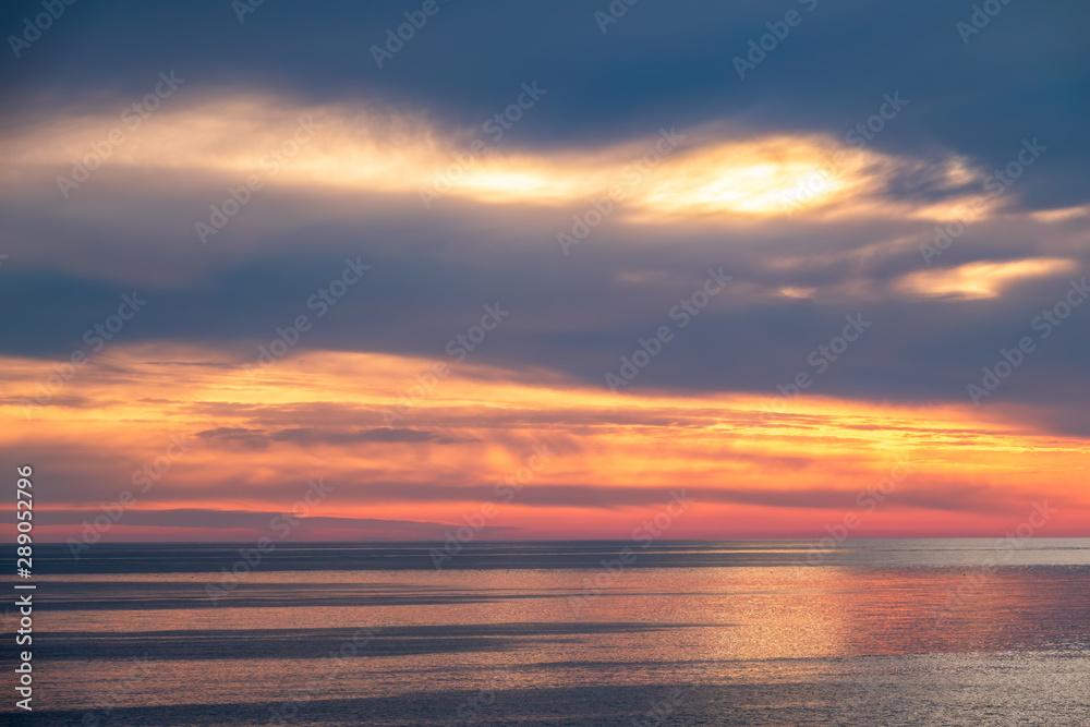Beautiful orange sunset over the sea.