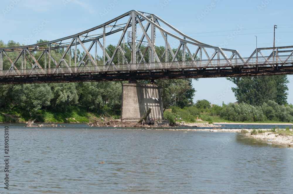 Steel bridge across the river Steel bridge across the river