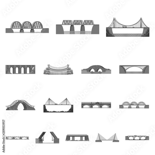 Fototapeta Naklejka Na Ścianę i Meble -  Vector design of design and construct sign. Set of design and bridge vector icon for stock.