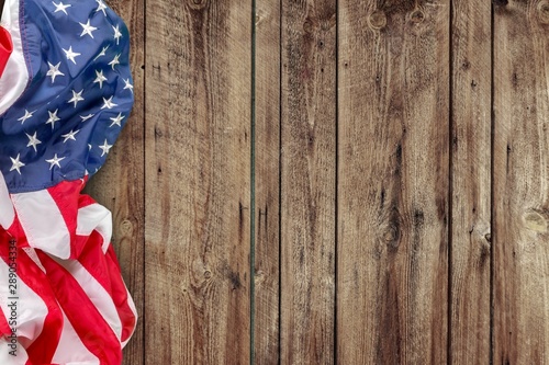 Closeup of American flag on background