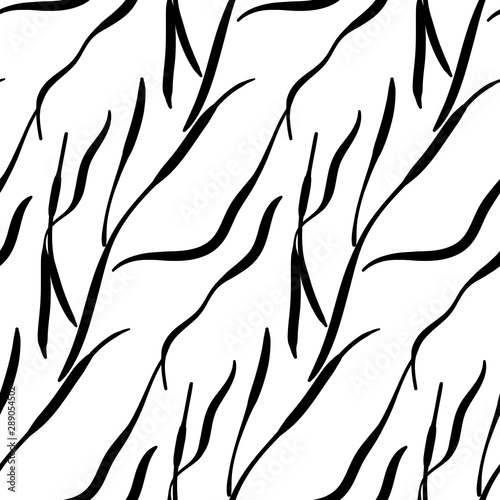 Black and white style of floral, leaves. Minimalism in design. Vector seamless pattern.