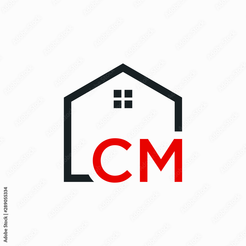 letter CM Line House Real Estate Logo. home initial C M concept. Construction logo template, Home and Real Estate icon. Housing Complex Simple Vector Logo Template. - vector