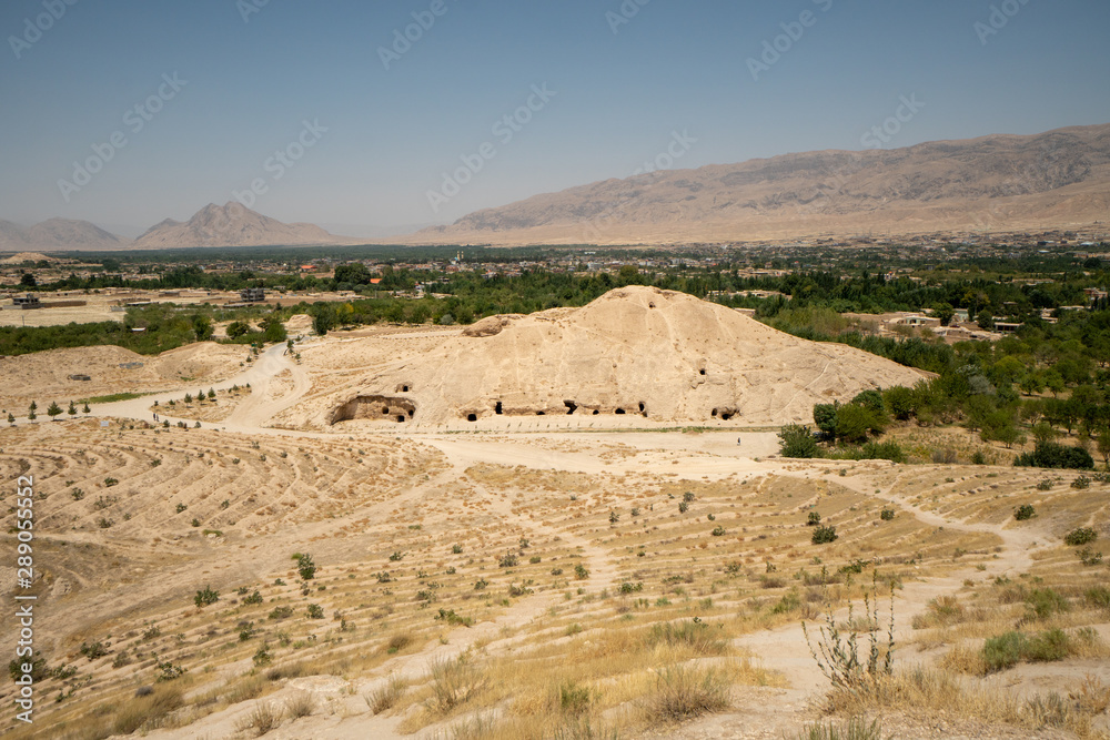 Takht-e Rostam ancient buddhist stupa-monastery in Samangan, Afghanistan in August 2019