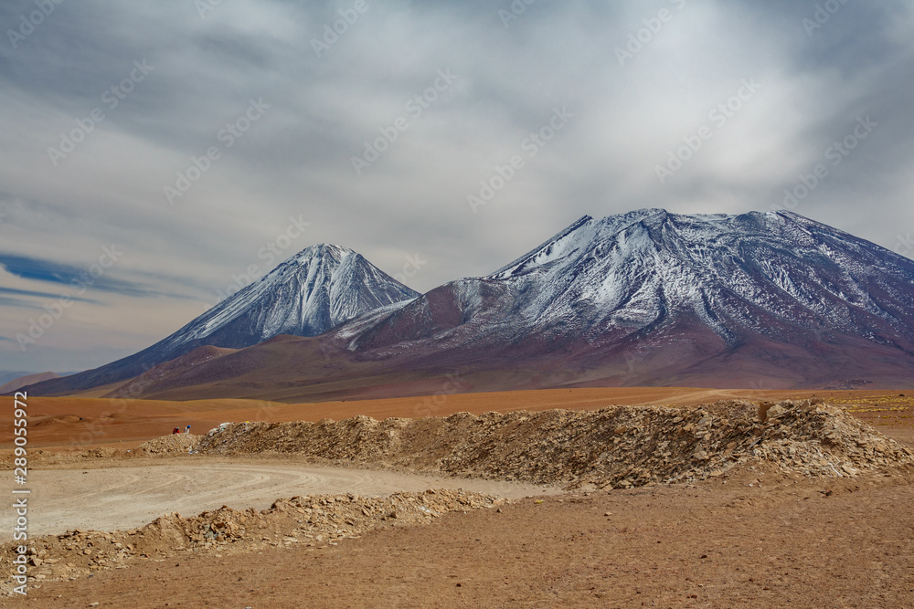 Licancabur volcano with cloudy sky in Atacama
