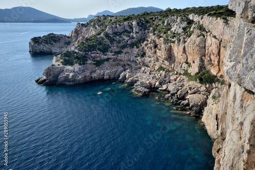 view of a cliff of Punta Giglio in the Natural Park of Porto Conte in the northern Sardinia 