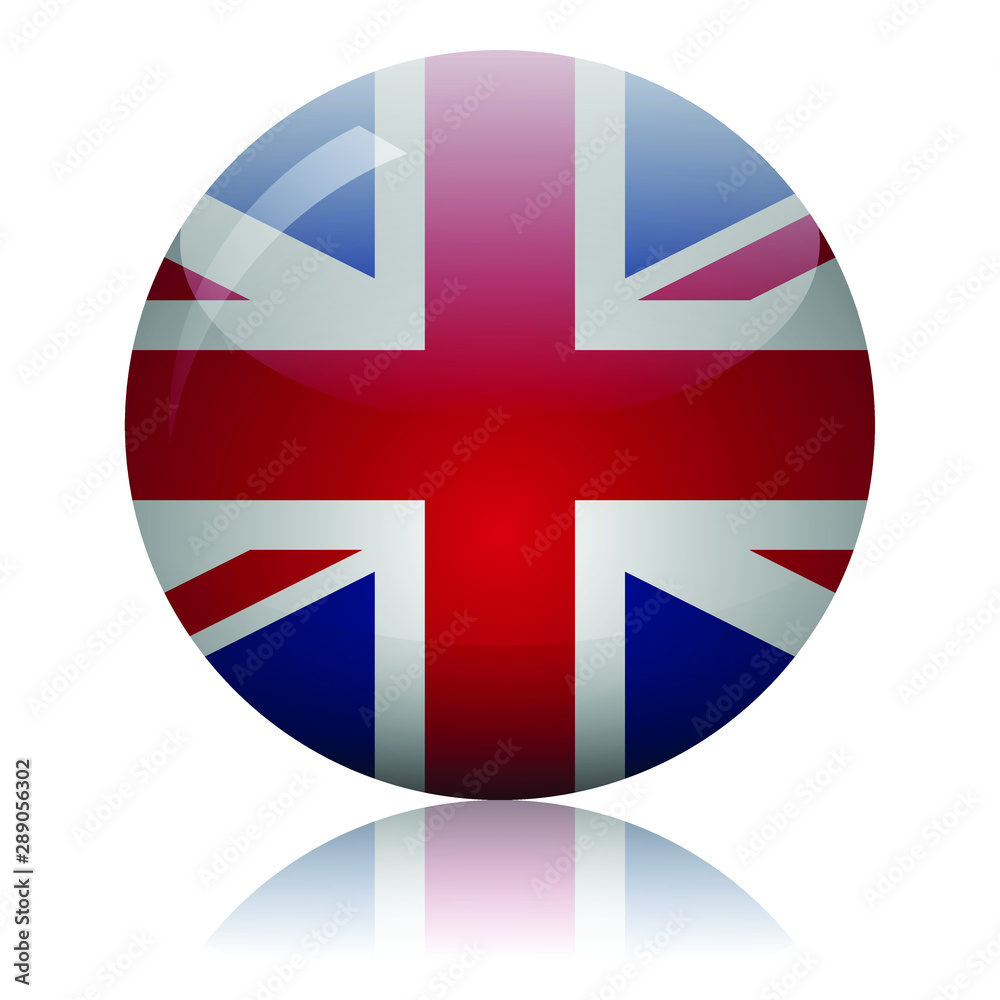 Obraz premium UK flag glass icon vector illustration