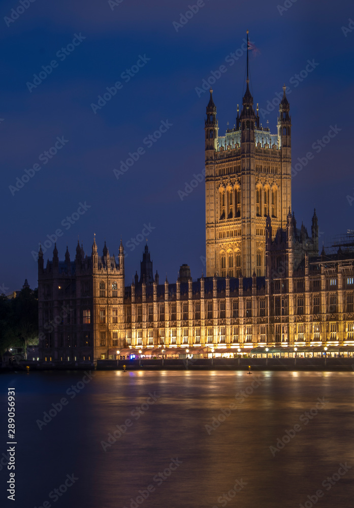 Long exposure blue hour shot of Westminster Palace London