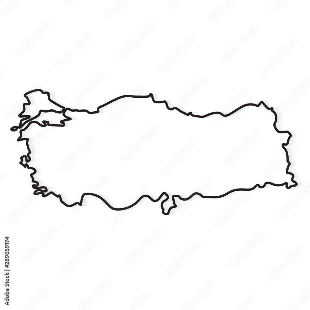 black outline of Turkey map -vector illustration