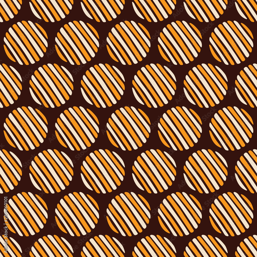 Fototapeta premium Abstract seamless pattern of hand drawn striped circles. Color vector background.