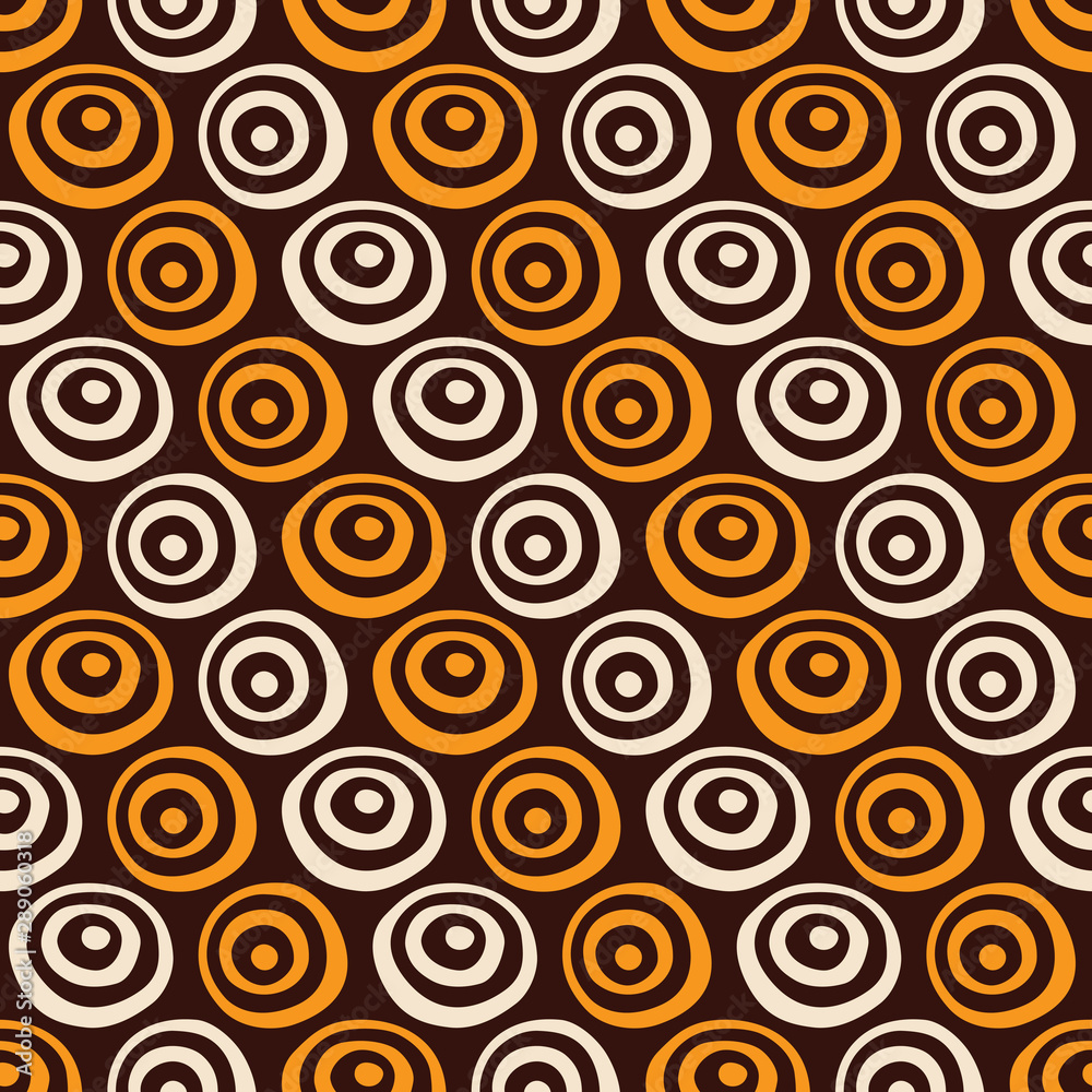 Abstract seamless pattern of hand drawn circles, targets.