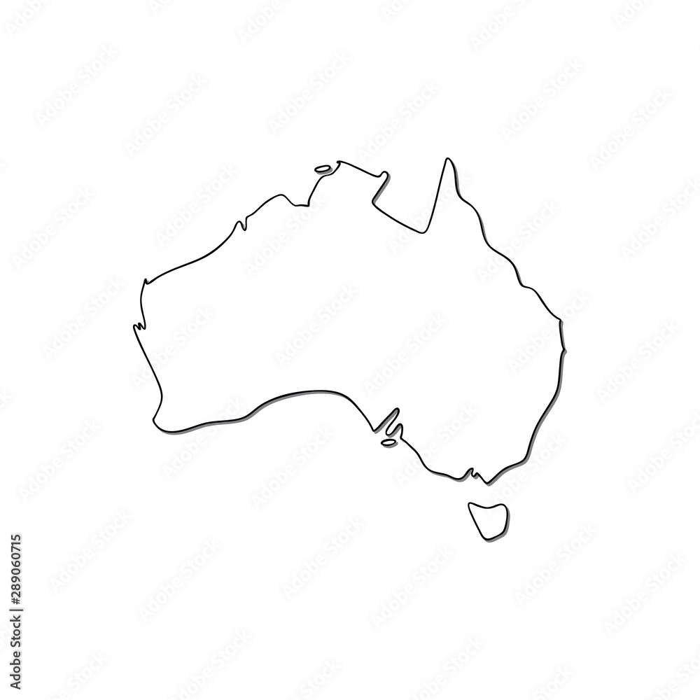 Fototapeta Map of Australia vector icon isolated on white background