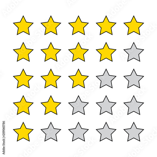 Star rating vector icon on white background