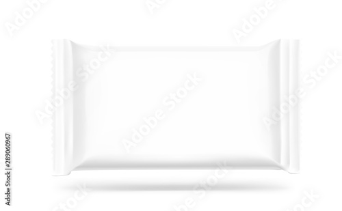 Blank flow pack isolated on white background. Realistick vector illustration. Template ready for your desing. It can be use for presentation packaging, promo, adv and etc.