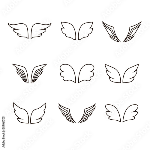 Fototapeta Naklejka Na Ścianę i Meble -  Wings icon set birds and angel