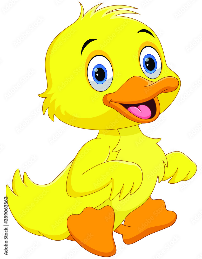 Cute duck cartoon waving isolated on white background Stock Vector ...