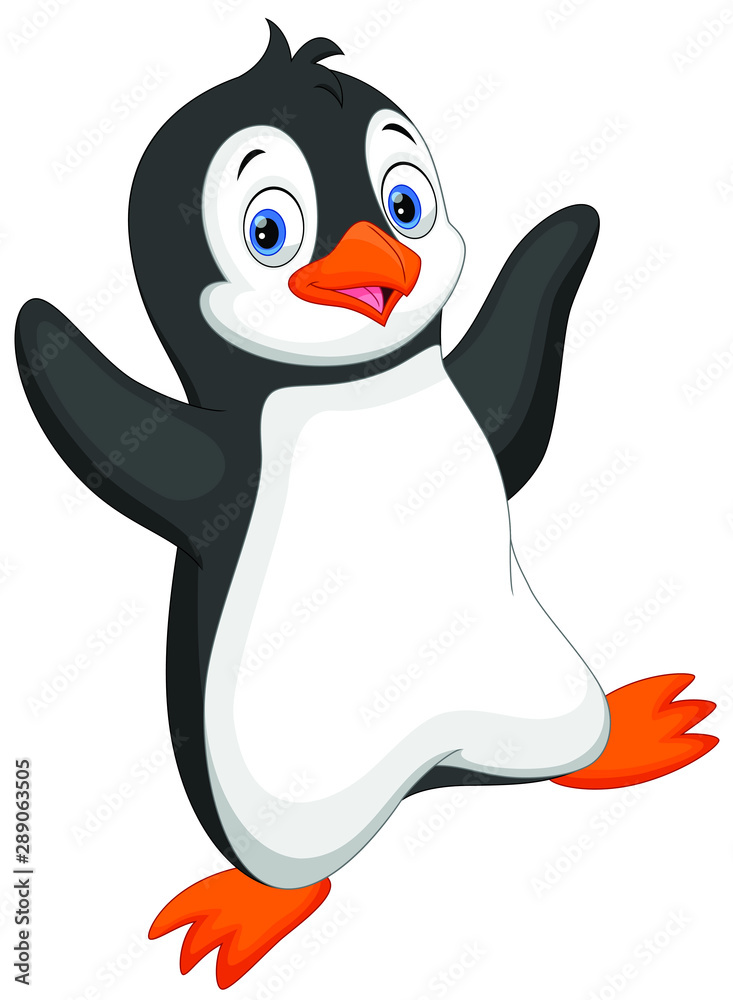 Naklejka premium Cute baby penguin cartoon isolated on white background
