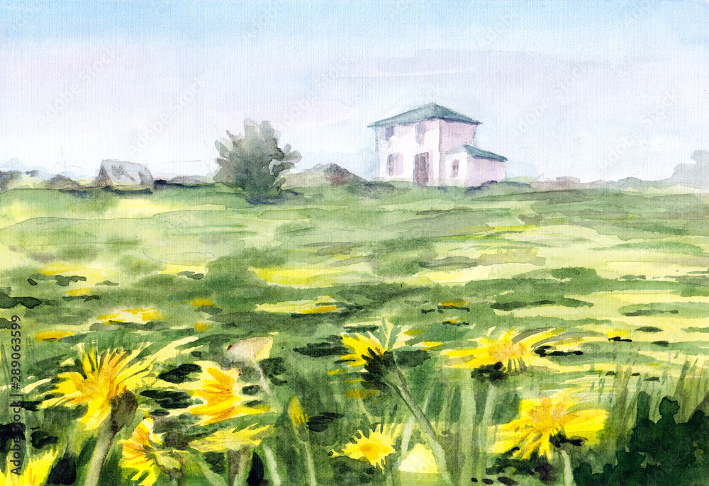 watercolor background landscape