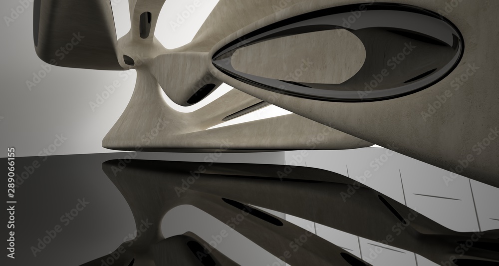 Abstract architectural beige concrete smooth interior of a minimalist house. 3D illustration and rendering Abstract architectural beige concrete smooth interior of a minimalist house. 3D illustration and rendering