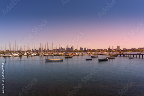 St Kilda Marina with Melbourne Skyline in the background