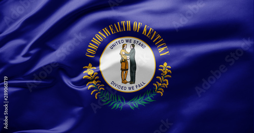 Waving state flag of Kentucky - United States of America