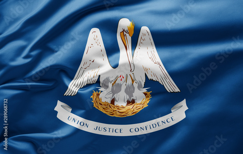Photography Waving state flag of Louisiana - United States of America