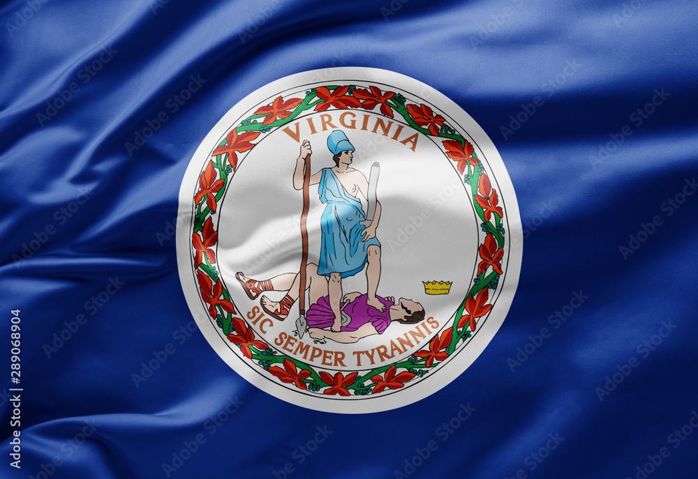 Waving state flag of Virginia - United States of America - obrazy, fototapety, plakaty 