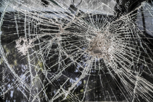  broken glass of car closeup 