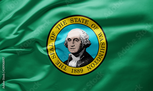 Waving state flag of Washington - United States of America photo