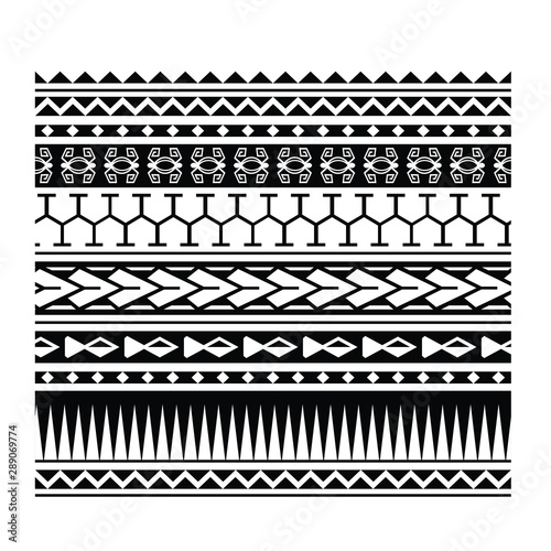 Polynesian maori tattoo tribal border vector. Samoan maori band design.